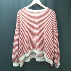 ◇ SELECTMOCA セレクトモカ ボーダー柄 オーバーサイズ 長袖 カットソー サイズF レッド レディース E  【1307040065112】