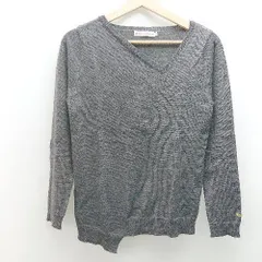 ◇ earthmusic&ecology 生地薄手 無地 シンプル Vネック 長袖 ニット サイズ0 チャコールグレー レディース E  【1307040065860】