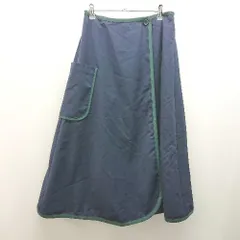 ◇ merlot メルロー ウエストゴム デザインオシャレ ロング丈 フレア スカート サイズ表記なし ネイビー レディース E  【1307040065730】のサムネイル