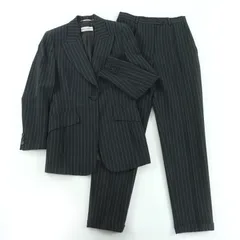 美品☆DOLCE&GABBANA ドルチェ＆ガッバーナ ウール ストライプ柄 ジャケット・パンツ セットアップ ダークグレー 42 イタリア製 レディース