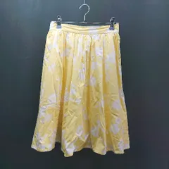◇ ◎ MERCURYDUO マーキュリーデュオ ウエストゴム 花柄 大人 ひざ丈 フレア スカート サイズF イエロー レディース E  【1307040067840】