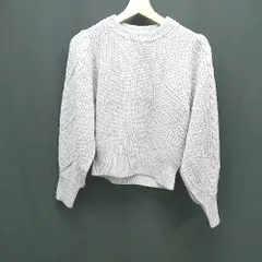 ◇ ViS ヴィス クルーネック 生地薄手 シンプル 大人 編みニット 長袖 ニット サイズF グレー レディース E  【1307040068359】