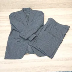 ◇ rochi 背抜き ストライプ 2ボタン シングル ポリエステル S セットアップ サイズ胸囲94周囲84身長165 ブラック メンズ E  【1307040070253】