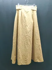 ◇ nano universe ウエストゴム ナチュラル シンプル カジュアル 膝丈 フレア スカート サイズF イエロー レディース E  【1307040071731】