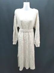 ◇ ◎ Ungrid ゆったりシルエット かわいい シンプル キレイめ 長袖 ひざ丈 ワンピース サイズF ベージュ レディース E  【1307040073742】