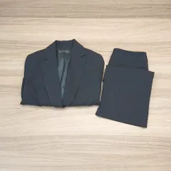 ◇ QUEENS COURT シンプル 無地 キレイめ コンシールファスナー ひざ丈 セットアップ サイズ1 ブラック レディース E  【1307040073735】