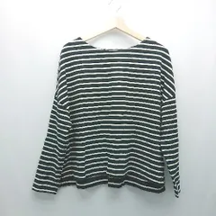 ◇ nano universe ボーダー柄 カジュアル おしゃれ 春 秋 長袖 Tシャツ サイズF ブラック/ホワイト レディース E  【1307040074206】