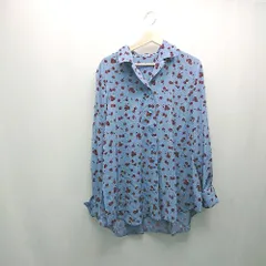 ◇ TAKEO MISHIDA 花柄 夏コーデ カジュアル おしゃれ 長袖 シャツ サイズ13 ブルー/レッド/ブラック レディース E  【1307040074671】