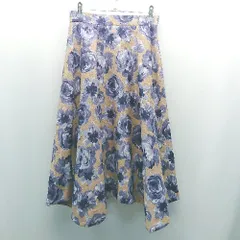 ◇ PROPORTION コンシールファスナー 花柄 大人っぽい ロング フレア スカート サイズS パープル系/ブラウン レディース E  【1307040075104】