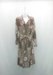 ◇ ◎ PAGE BOY 柄物 おしゃれ 大人っぽい サラサラ生地 夏コーデ 長袖 シャツ サイズF ブラウン系/ベージュ レディース E  【1307040074909】