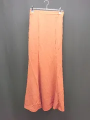 ◇ ◎ ●未使用● Solitaire ウエストゴム カジュアル 無地 ロング フレア スカート サイズM オレンジ レディース E  【1307040074893】