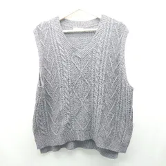 ◇ kutir クティール ケーブル編み サイドスリット 秋冬コーデ ニットベスト サイズF パープル レディース E  【1307040076538】