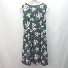 ◇ ROPE PICNIC 柄物 ガーリー かわいい 夏コーデ ひざ丈 ワンピース サイズ36 グリーン/マルチ レディース E  【1307040075494】