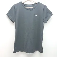 ◇ UNDER ARMOUR ラウンドネック 生地薄手 ロゴ 半袖 Tシャツ サイズLG ブラック レディース （メンズ） E  【1307040077047】