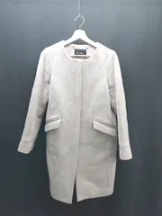 ◇ ◎ green label relaxing シンプル ノーカラー 冬物 コート 長袖 アウター サイズ40 グレー レディース E  【1307040080108】