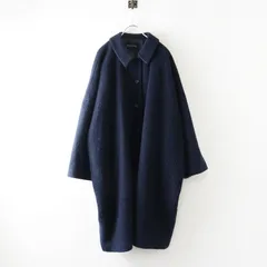 ミズイロインド mizuiro ind ワイドシャツライクジャケット ＼ネイビー コート シャギー ロング アウター【2400014727531】