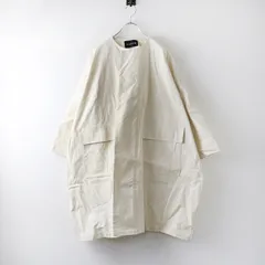 美品 ミズイロインド mizuiro ind ポケット付き ノーカラーワイドコート＼オフホワイト ロング ジャケット【2400014727494】