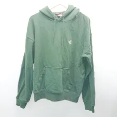 ◇ CONVERSE ALLSTAR フーディー ロゴ リブ袖 カジュアル 長袖 パーカー サイズLL グリーン レディース （メンズ） E  【1307040080825】