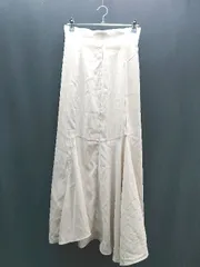 ◇ NEUNA ヌナ バックジップ 裾フレア 裏地あり 深スリット ロング丈 タイト スカート サイズF ベージュ レディース E  【1307040080658】