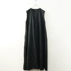 ミズイロインド mizuiro ind コットンノースリーブワンピース＼ブラック フレア ドレス 前開き【2400014749366】