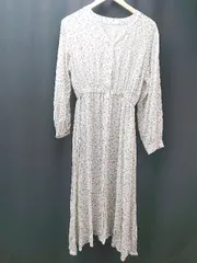 ◇ ◎ ●未使用● LOWRYS FARM Vネック ウエストゴム 長袖 ロング丈 ワンピース サイズF アイボリー系 レディース E  【1307040081044】