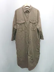 ◇ ◎ ZARA ザラ フロントボタン サイドスリット デニム素材 七分袖 ロング丈 ワンピース サイズM-L カーキ レディース E  【1307040081518】