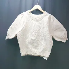 ◇ ◎●未使用● ti. カジュアル パフスリーブ リブ シンプル 半袖 ニット サイズS オフホワイト レディース E  【1307040081419】