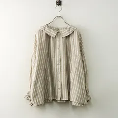 サマンサモスモス Samansa Mos2 SM2 ギャザーはおりブラウス F‖ベージュ×ホワイト トップス ワイド ストライプ【2400014729870】