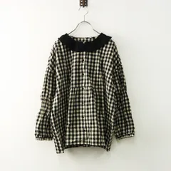サマンサモスモス Samansa Mos2 SM2 ギンガムチェック柄 フリル襟 ギャザーブラウス F‖ブラック×ベージュ トップス【2400014729702】