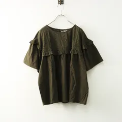 新品 未使用 サマンサモスモス Samansa Mos2 SM2 オーバーレースフリルカットソー F‖カーキ 刺繍【2400014729689】