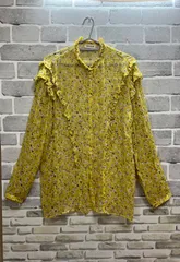 【H2-86】△ZADIG&VOLTAIRE　Sサイズ　ブラウス　黄色　花柄