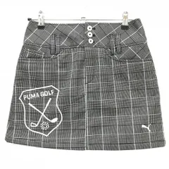 【超美品】プーマ スカート ダークグレー×白 グレンチェック ロゴ刺しゅう 裏微起毛 レディース M ゴルフウェア PUMA