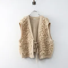 2024AW スタジオクリップ studio CLIP  2ゲージフリンジベスト F/ベージュ ジレ 前開き ノースリーブ【2400014764369】