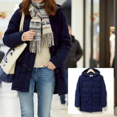 希少コラボ◎【Cape Heights× Ron Herman】ケープハイツ ロンハーマン コラボ ダッフルコート ダウン アウター トグルボタン 牛革 ウール混 大人カジュアル ネイビー レディース サイズXS/M40738jFのサムネイル