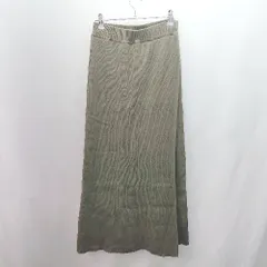 ◇ FREAK'S STORE ウエストゴム ニット 伸縮性 リブ おしゃれ ロング丈 タイト スカート サイズF カーキ レディース E  【1307040084052】
