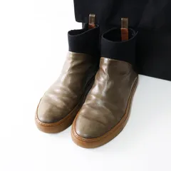イタリア製 ドリスヴァンノッテン DRIES VAN NOTEN レザー ニット 切替 ショートブーツ 37.5｜カーキ系 シューズ【2400014756821】のサムネイル