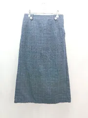 ◇ Te chichi チェック柄 スリット 裏地あり ウエストゴム ロング丈 タイト スカート サイズF ネイビー レディース E  【1307040083826】