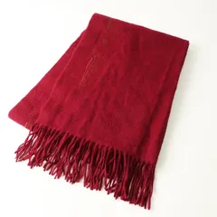 ジェーンマープル Jane Marple ロゴ刺繍入 サイドフリンジ 大判ストール ワインレッド┃マフラー ショール【2400014765267】