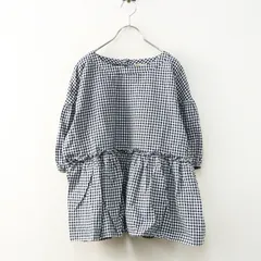 サマンサモスモス Samansa Mos2 SM2 フリルギャザーブラウス F‖ネイビー トップス プルオーバー ギンガムチェック【2400014735307】