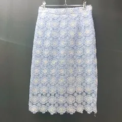 ◇ 31 Sons de mode 花柄レース 裏地あり バックジップ きれい系 ひざ丈 タイト スカート サイズ36 ブルー系 レディース E  【1307040084250】