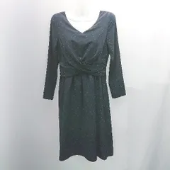 ◇ LIMITLESS LUXURY バックジップ ドット柄 裏地あり 長袖 ロング丈 ワンピース サイズ36 ネイビー レディース E  【1307040084229】