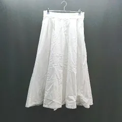 ◇ Furryrate タック入り ウエストゴム バックジップ ロング丈 フレア スカート サイズF ホワイト レディース E  【1307040084502】