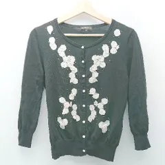 ◇ Lurifier ルシファー フロントボタン 薄手 刺繍ワッペン 長袖 サマーカーディガン サイズ38 ブラック レディース E  【1307040084489】