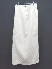 ◇ NEUNA ヌナ バックウエストゴム センタースリット カジュアル ロング丈 台形 スカート サイズS ホワイト レディース E  【1307040085127】