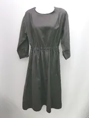 ◇ KBF ケービーエフ ウエストゴム クルーネック 丸首 長袖 ロング丈 ワンピース 表記なし ブラック レディース E  【1307040085998】