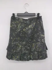 ◇ green label relaxing UNITED ARROWS 総柄 大人女子 ミニ 台形 スカート サイズ36 ブラック グレー レディース P  【1307060003835】