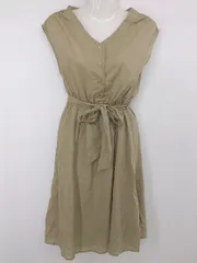 ◇ ◎ ROPE PICNIC 大人女子 抜け感 ナチュラル ノースリーブ 膝丈 ワンピース サイズ36 ベージュ レディース P  【1307060003651】
