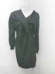 ◇ eimy istoire ウール混 コットン混 タイト 長袖 膝丈 ニット ワンピース ブラック レディース P  【1307110000869】