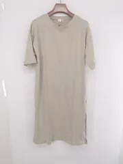 ◇ ◎ ●美品● LAKOLE ラコレ タグ付 シンプル カジュアル 半袖 膝丈 Tシャツワンピース サイズS ベージュ レディース P  【1307080003150】