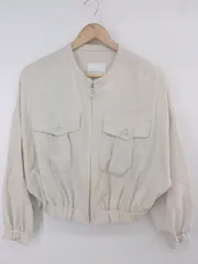 ◇ ESTNATION エストネーション フロンジップ ノーカラー 長袖 ブルゾン ジャケット サイズ38 ベージュ レディース P  【1307080001064】のサムネイル